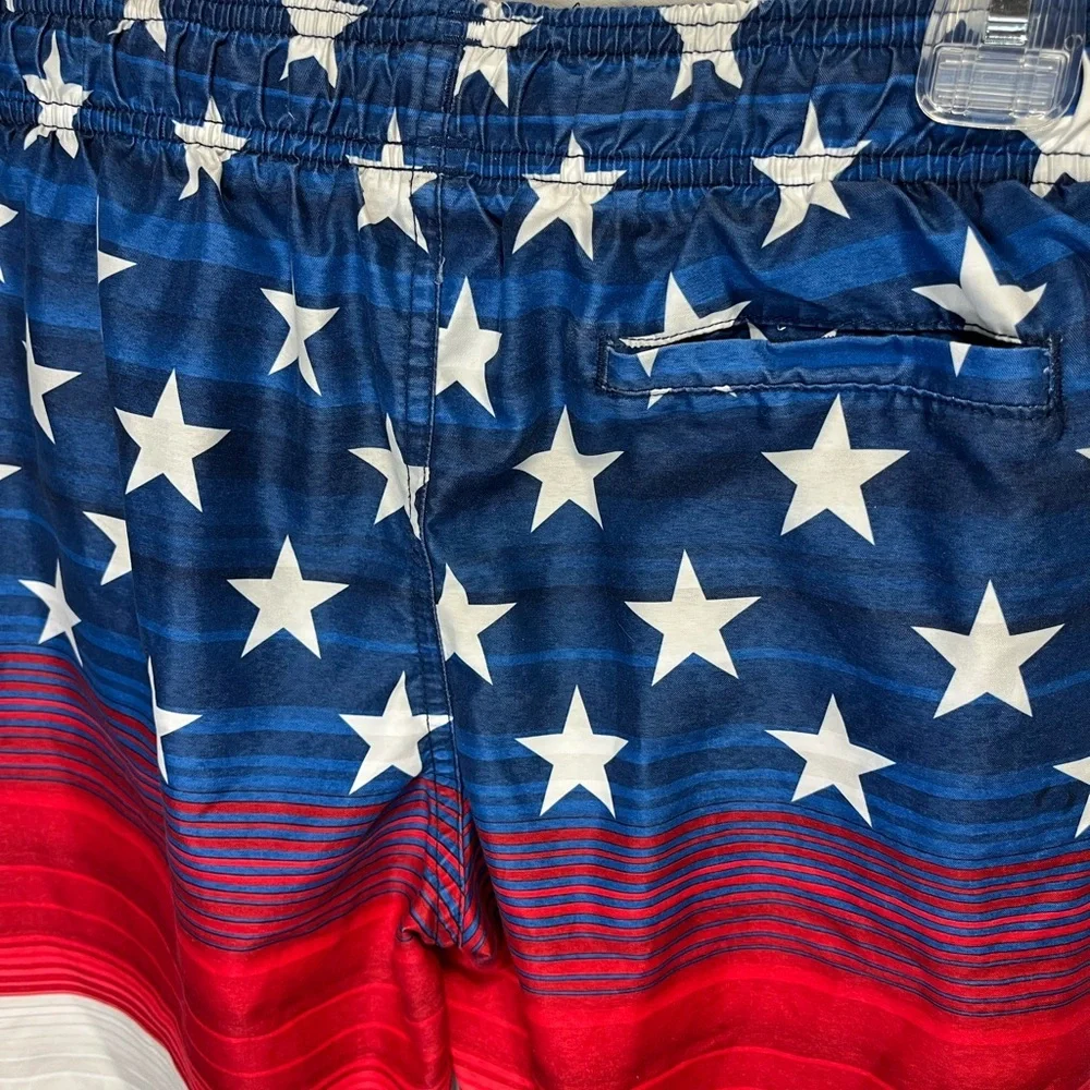 Under Armour Boys Medium Stars & Stripes Swim Shorts - Blue, Red, White